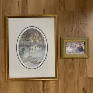 2 Framed Trisha Romance winter prints ”Evening Skate”